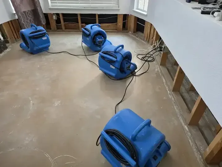 Wet attic insulation lifted out above a stained ceiling
